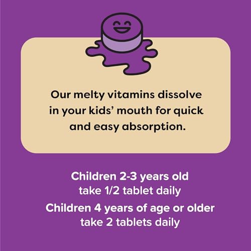 Renzo's Picky Eater Kids Multivitamin with Iron - Dissolving Kids Vitamins with Vitamin D3 & K2 and More - 60 Sugar-Free Melty Tabs, Cherry Cherry Mo’ Cherry Flavored