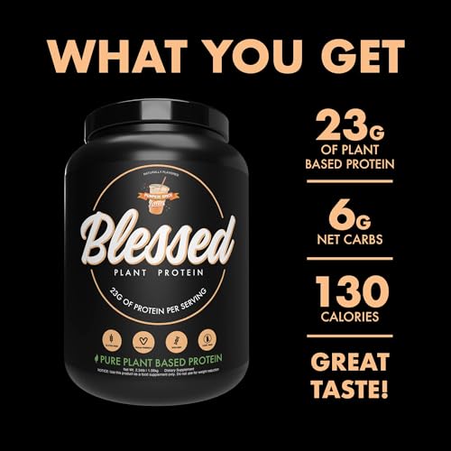 Blessed Vegan Protein Powder - Plant Based Protein Shake Meal Replacement Powder - 23g of Pea Protein Powder for Women & Men, Dairy Free, Gluten Free, No Sugar Added, 30 Servings (Pumpkin Spice)