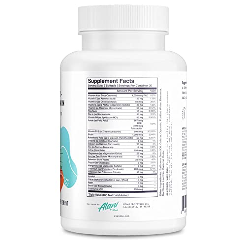 Alani Nu Women’s MultiVitamin | Daily Supplement for Health and Immune System Support | Essential Vitamins | 1,000mcg Biotin | CoQ10 | 60 Softgels | 30 Servings