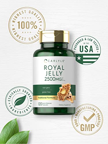 Carlyle Royal Jelly Capsule | 2500mg | 120 count | Non-GMO and Gluten Free Formula | Traditional Supplement