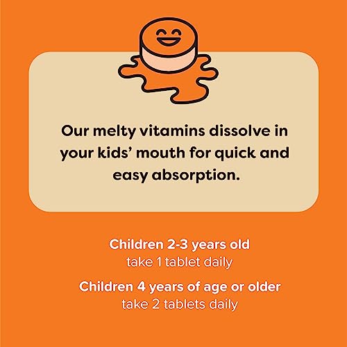 Renzo's Bright & Brainy Vitamin B6 - Dissolving Kids Vitamin B6-60 Sugar-Free Melty Tabs, Oh Oh Oh Orange Flavored