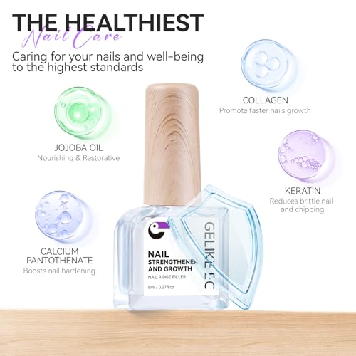 Nail Strengthener Protein for Damaged Nails: Gelike EC 8 in 1 Natural Nail Hardener Extra Strong and Growth - Long Lasting Nail Repair for Damaged Nails - Nail Growth Oil for Daily Work Home Salon