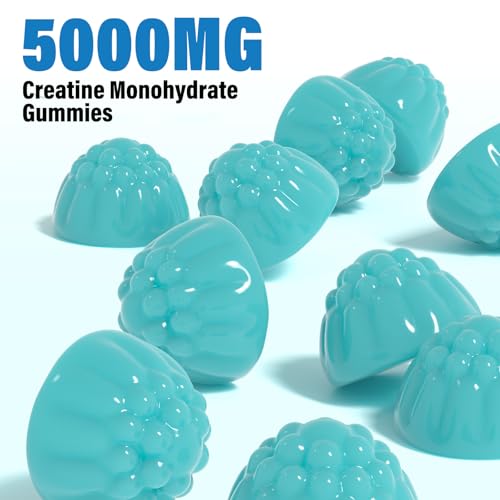 Creatine Monohydrate Gummies 5000mg for Men & Women, Gomitas de Creatina 5g Creatine Monohydrate, 0g Sugar Chewables Creatine Pre-Work Out for Muscle Strength, Vegan,120 Count (120 Count, Blueberry)