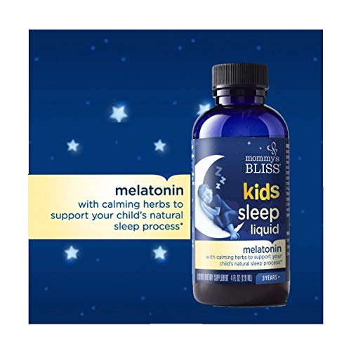 Mommy's Bliss Kids Sleep Liquid with Melatonin & Calming Herbs | Supports The Natural Sleep Process for Children 3 Years & Up | Grape Flavor | Sugar Free| 4 Fl Oz (60 Servings)