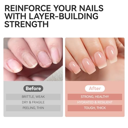 Gelike EC Nail Strengthener for Woman: Nude Blush 6 in 1 Natural Nail Hardener Extra Strong and Growth - Nail Polish Hardener for Weak and Damaged Nails