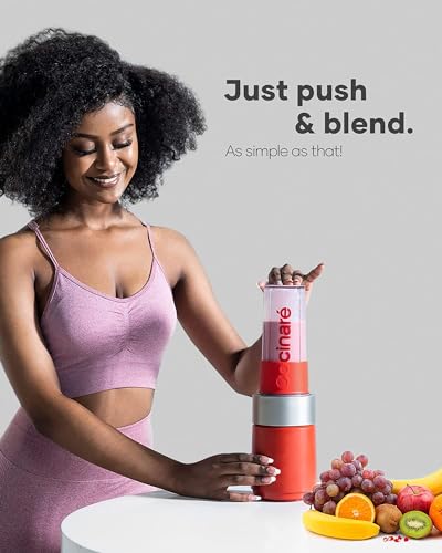 Cocinare Personal Blender, 1100W Powerful for Shakes and Smoothies, 6 Titanium Blades, 16 Oz To-Go Sports Portable Blender Bottle, for Kitchen, Frozen Fruit, Ice, Nut (Black)