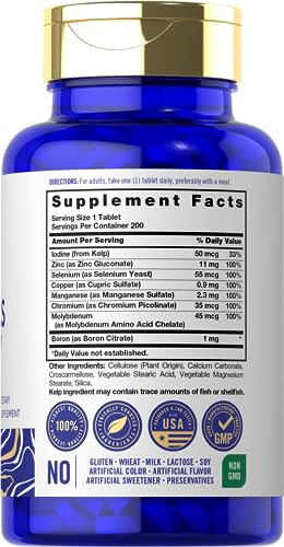 Carlyle Trace Minerals | 200 Tablets | Full Spectrum Supplement | Non-GMO & Gluten Free Complex | by Vital Trace