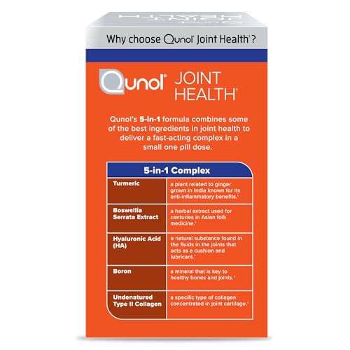 Qunol 5-in-1 Joint Support Supplement, Fast Acting, One Pill Dose, Support Healthy Inflammation Response & Discomfort Caused by Overuse of Joints, Alternative to Glucosamine Chondroitin MSM, 45 Count