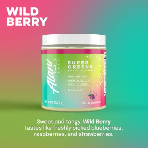 Alani Nu Super Greens Powder Wild Berry | Green Juice Supplement | Spirulina + Wheat Grass Powder | Naturally Flavored | Smoothie Juice Mix | Gluten Free | Vegan | 30 Servings