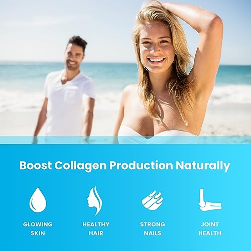 Collagen Boosting Gummies | Collagen Booster Gummy for Natural Collagen Production | Hair, Skin, Nails, Joint Support | Vegan Pectin Supplements Chews for Women & Men | 60 Peach Vitamins Gummies