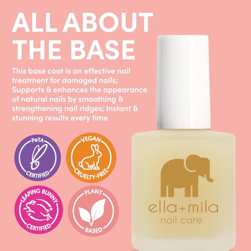 ella+mila "All About the Base - Coat Nail Polish - Long-lasting Ridge Filler Base Coat - Nail Care that Helps Smooth & Fill Natural Nails (0.45 fl oz)