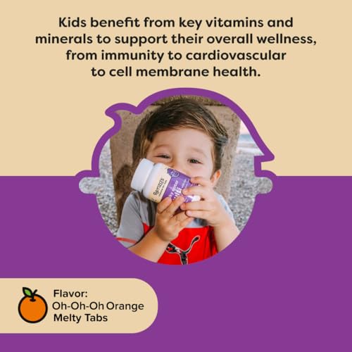 Renzo's Picky Eater Kids Multivitamin with Iron - Dissolving Kids Vitamins with Vitamin D3 & K2 and More - 60 Sugar-Free Melty Tabs, Oh-Oh-Oh Orange Flavor