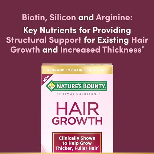 Nature's Bounty Hair Growth Supplement, 1 Per Day, Clinically Shown to Support Thicker, Fuller Hair, with Biotin, Silicon & Arginine, 30 Capsules