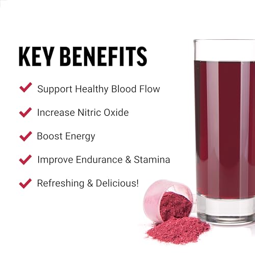 Force Factor Total Beets Drink Mix Superfood Powder with Nitrates to Support Circulation, Blood Flow, Nitric Oxide, Energy, Endurance, and Stamina, Cardiovascular Heart Health Supplement, 30 Servings