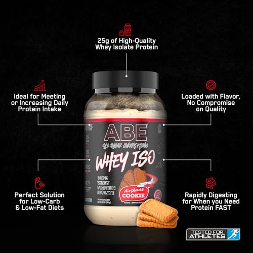 All Black Everything 25g Whey Protein Powder | Airplane Cookie | 27 Servings | Whey Protein Isolate | Low Carbs & Low Sugar | MCTs