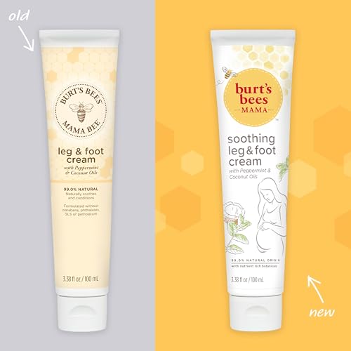 Burt's Bees Mama Leg and Foot Cream with Peppermint and Coconut Oils, 99.0% Natural Origin, 3.38 Ounces
