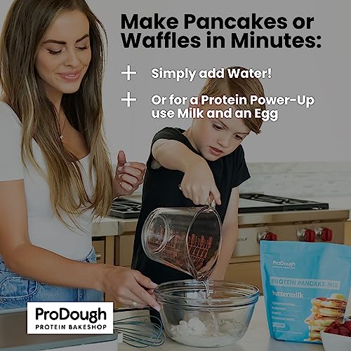 ProDough Shop Buttermilk Pancake and Waffle Mix - Gluten Free, Low Carb, High Protein Pancake Mix - Healthy Pancakes and Waffles for Breakfast or Snack