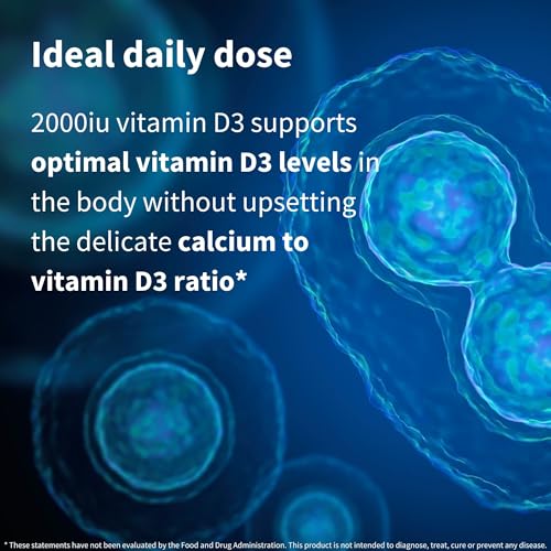 Pure & Essential Daily Vegetarian Vitamin D3 2000iu, Cholecalciferol, 365 Small Tablets, 1-A-Day 1-Year Supply, by Igennus