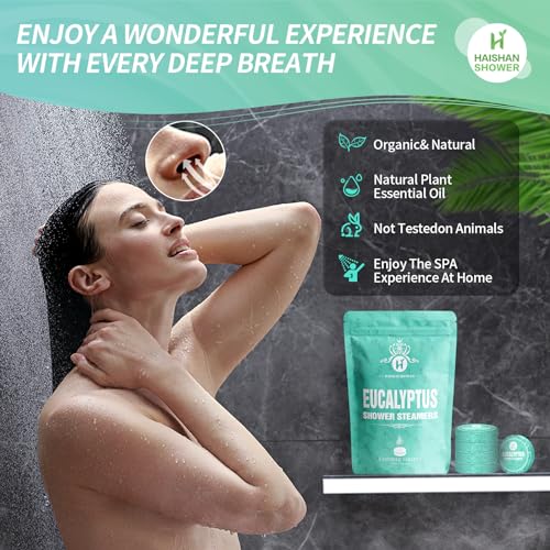 Shower Steamers Aromatherapy Organic Eucalyptus & Mint Essential Oil, 5-Pack Shower Bombs Easter Basket Stuffers Gifts for Her Him Women or Men, Birthday Gifts for Girlfriend Mom Wife Sister Daughter