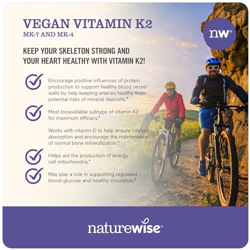 NatureWise Vitamin K2 MK-7 100mcg and MK-4 500mcg - Enhanced Bioavailable Formula - K Complex Supplement for Bone Health + Heart Health - Vegan, Gluten Free, Non-GMO - 90 Softgels[3-Month Supply]