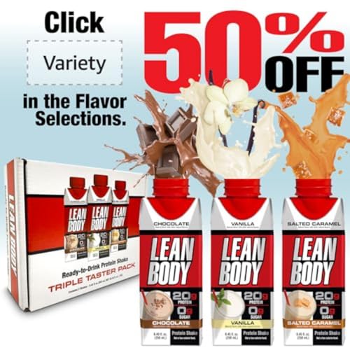 Lean Body Ready-to-Drink Protein Shake, 40g Protein, Whey Blend, 0 Sugar, Gluten Free, 22 Vitamins & Minerals, (Recyclable Carton & Lid - Pack of 12) LABRADA (Chocolate Peanut Butter)