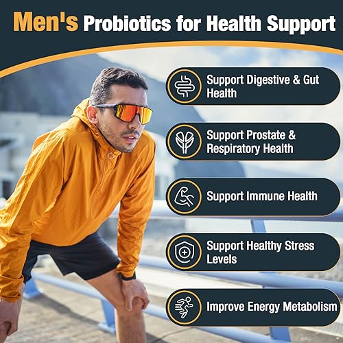 Probiotics for Men, 500 Billion CFUs & 12 Strains, Probiotics for Digestive Health, Men's Probiotic with Turmeric, Cranberry, Goji, for Overall Digestive, Immune Health, Gut & Bloating, 30-Days Supply