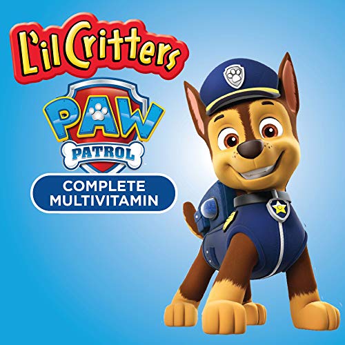 L’il Critters Paw Patrol Gummy Vites Daily Gummy Multivitamin for Kids, Vitamin C, D3 for Immune Support Cherry, Orange and Blueberry Flavors, 60 Gummies