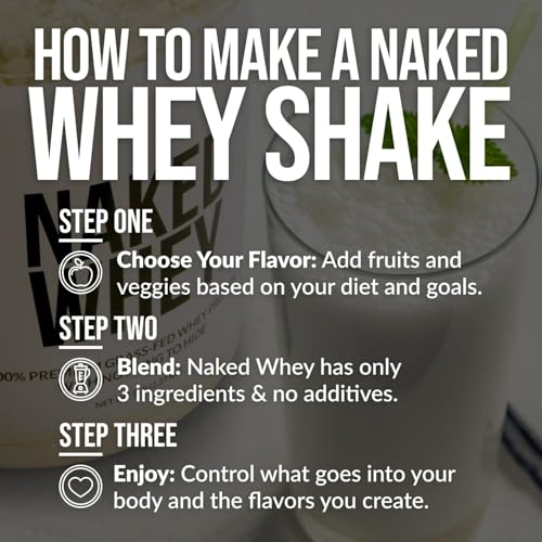 NAKED Strawberry Whey Protein Powder, Only 3 Ingredients, 25g Grass Fed Whey Protein Powder, Aid Muscle Growth & Recovery - 24 Servings