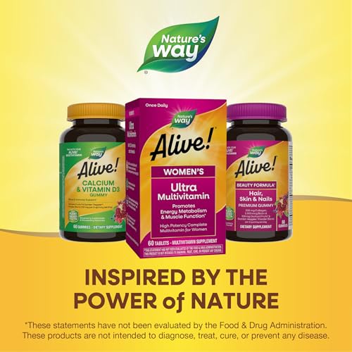 Nature's Way Alive! Women's Daily Ultra Multivitamin, High Potency Formula, Promotes Energy Metabolism and Muscle Function*, with Methylated B12, 60 Tablets (Packaging May Vary)