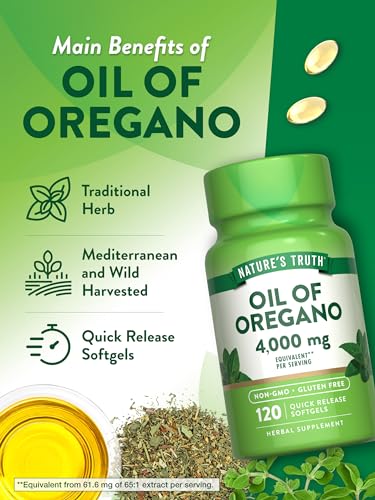 Nature's Truth Oil of Oregano Softgels | 4000 mg | 120 Count | Non-GMO & Gluten Free Herbal Supplement