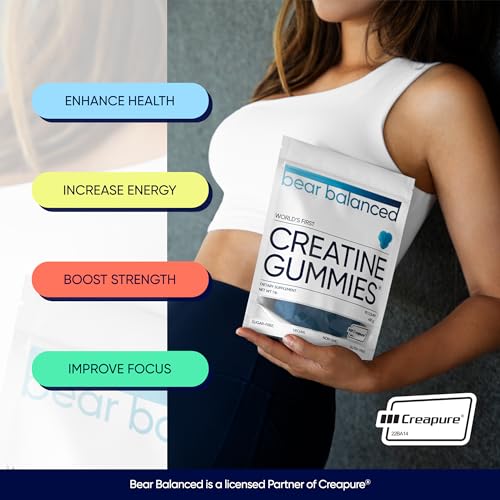 Creatine Gummies for Men & Women - Creatine Monohydrate, L-Theanine, L-Tyrosine & B12 for Muscle Growth, Strength, Focus, Energy & Health - Low Calorie, Sugar-Free, Vegan & Gluten-Free