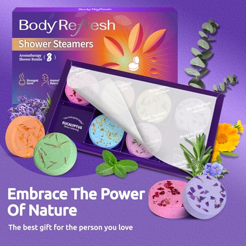 Shower Steamers Aromatherapy - 8 Pack Shower Bombs with Natural Essential Oils, Birthday Gifts for Women Self Care Relaxation Home SPA Stress Relief, Mothers Day Gifts for Mom, Her, Women