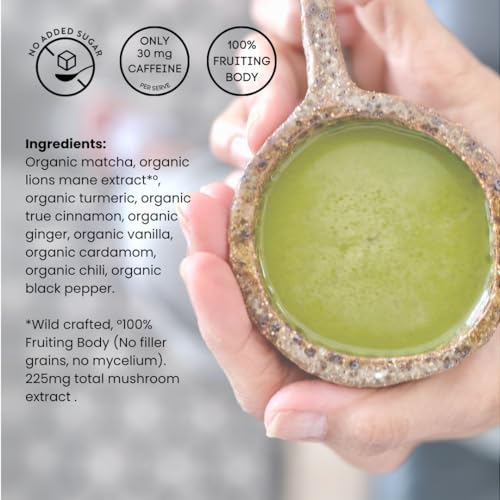 Matcha Magic Mix, Matcha Green Tea Powder with Lion’s Mane and 7 Spices, Low Caffeine Matcha Latte Powder with No Added Sugar, Green Tea Powder for Cold and Hot Drinks, 35 Servings - Nature’s Harvest