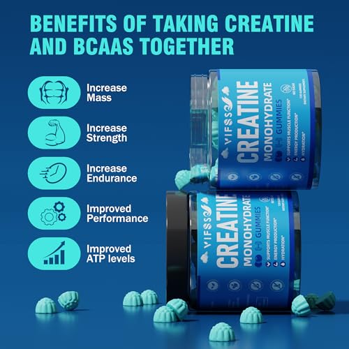 Creatine Monohydrate Gummies 5g for Men & Women, 120 Creatine Sugar Free Gummies with BCAA 1000 mg, Collagen Peptides, Taurine, B12, Chewables Creatine for Muscle Support, Energy Boost, 1Pack