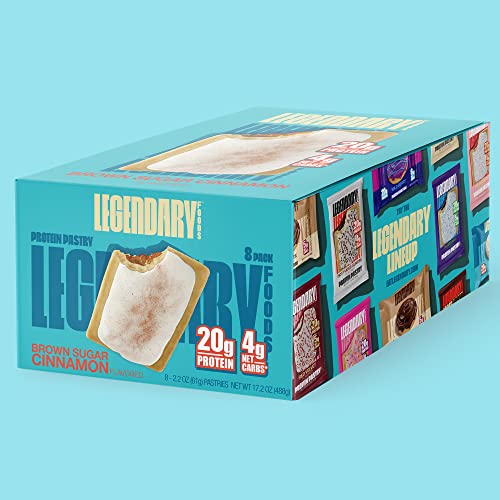 Legendary Foods 20 gr Protein Pastry - Low Carb Tasty Protein Bar Alternative, Keto Friendly, No Sugar Added High Protein Breakfast Snacks, Gluten Free Keto Food - Brown Sugar Cinnamon (8-Pack)