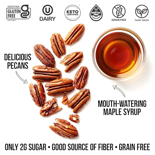 TGB Maple Pecan, Keto Nuts, No Added Sugar, Gluten Free, Healthy Low Carb Snack, 8oz Resealable Bag (Pack of 1)