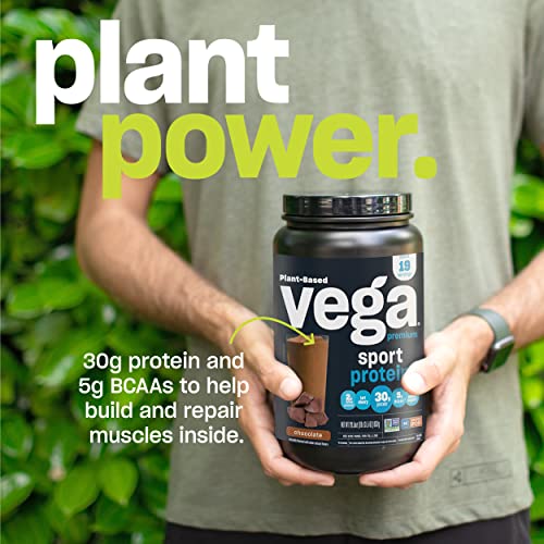 Vega Premium Sport Protein Peanut Butter Protein Powder, Vegan, Non GMO, Gluten Free Plant Based Protein Powder Drink Mix, NSF Certified for Sport, 28.7 oz