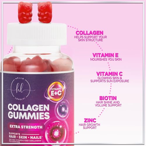 Collagen Peptides Gummies for Women & Men - Collagen Protein with Biotin, Extra Strength Hydrolyzed Collagen Peptides Gummy Supplement for Hair, Skin & Nails & Joint Support, Non-GMO - 60 Gummies