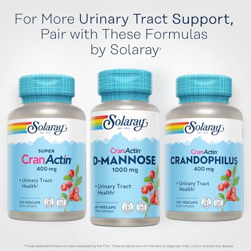 Solaray D-Mannose 1000mg with CranActin Cranberry Extract - D Mannose Cranberry Supplement with Vitamin C - Supports Urinary Tract and Bladder Health - Vegan, 60 Day Guarantee, 30 Servings, 60 VegCaps