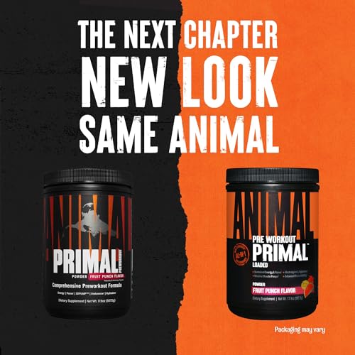 Animal Primal Muscle Hydration + Preworkout Powder – Contains Beta Alanine, 3DPump, Caffeine & Electrolytes – Improves Energy, Focus, Endurance & Absorption – Fruit Punch Flavor, 17.9 oz