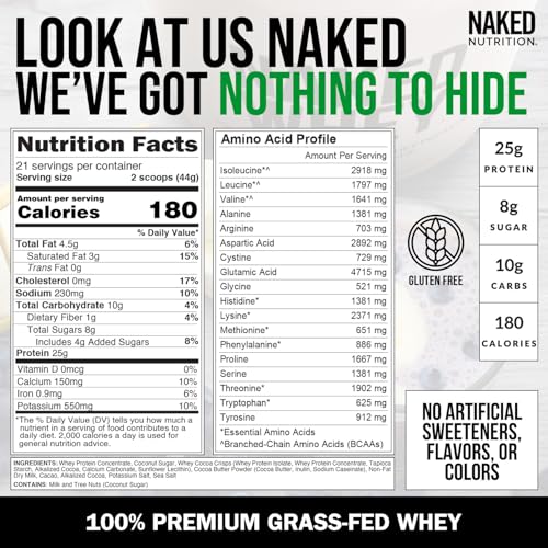 NAKED Whey Cookies and Cream Protein Powder - Grass Fed Whey Protein Powder, Non-GMO, No Soy, and Gluten Free - 24 Servings