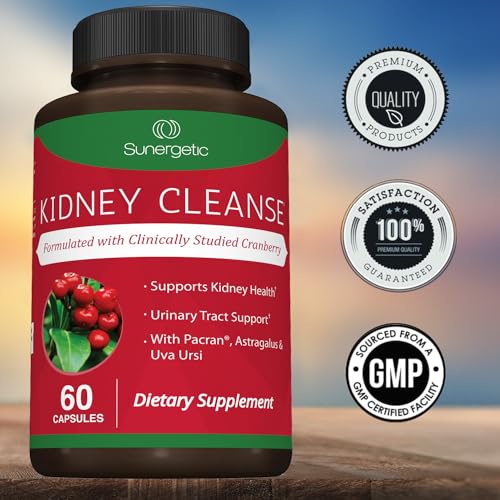 Premium Kidney Cleanse Supplement – Powerful Kidney Support Formula with Cranberry Extract Helps Support Healthy Kidneys & Urinary Tract Support– 60 Vegetarian Capsules