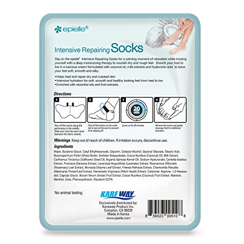 Epielle Intensive Repairing Masks for Hand and Foot (6 Glove & 6Socks) Dry Hand, Dry & Cracked Heel to Toe Spa Masks Coconut Oil + Milk Extract, Easter Gifts