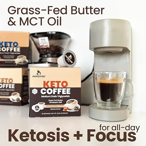 Rapidfire Caramel Macchiato Ketogenic High Performance Keto Coffee Pods, Supports Energy & Metabolism, Weight Management, Single Serve K Cup, Brown, 16 Count