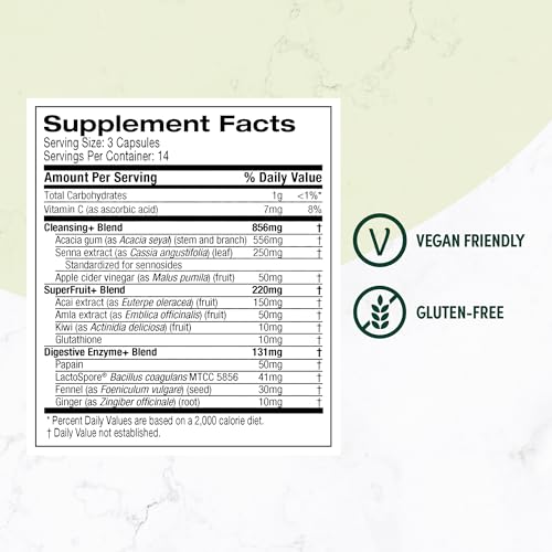 Purely Inspired 7-Day Detox Cleanse - Whole Body Cleanse & Detox Pills for Women & Men, Powered with Senna Leaf, Vitamin C, Apple Cider Vinegar, Digestive Enzymes & Probiotics - 42 Acai Berry Capsules