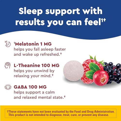 Nature Made Wellblends Back To Sleep, Lower Dose Melatonin 1 mg, L theanine 100 mg and GABA 100mg, Sleep Supplement, 40 Fast Dissolve Tablets