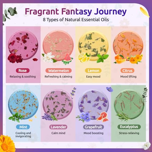Shower Steamers Aromatherapy - 8 Pack Shower Bombs with Natural Essential Oils, Birthday Gifts for Women Self Care Relaxation Home SPA Stress Relief, Mothers Day Gifts for Mom, Her, Women