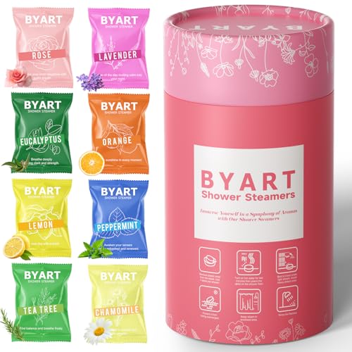 Shower Steamers Aromatherapy - Christmas Gifts for Women, 8 Pack Pure Essential Oil Shower Bombs for Home Spa, Stress Relief, Body&Soul Relaxing Bath Bombs, Stocking Stuffer for Girls, Pink
