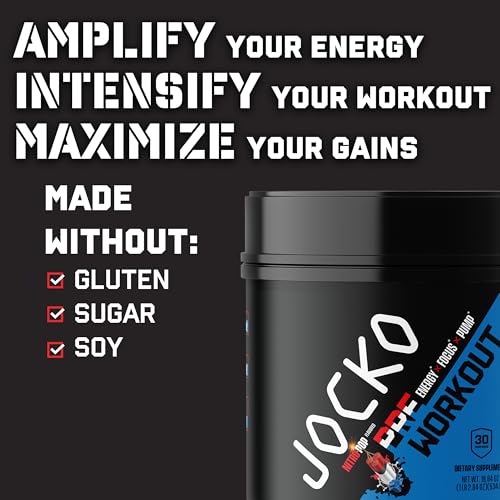 Jocko Fuel Ultimate Pre Workout Powder - Pre-Workout Energy Powder Drink for Men & Women - High Stim Sugar-Free Nootropic Blend to Support Muscle Pump, Energy, & Recovery 200mg Caffeine Nitro Pop