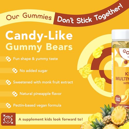 Kids Multivitamin Gummies with Iron - Chewable Sugar Free Kids Multivitamin Gummy Vitamins - for Toddlers & Children 3 & Up